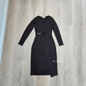 Michael Kors XS New Without Tags Chocolate Stretch Matte Jersey Wrap Dress